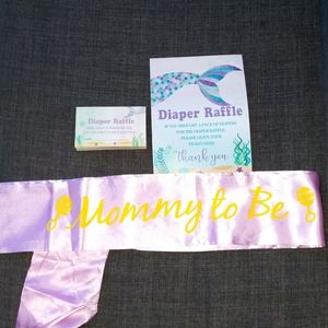🧜🏼‍♀️Mermaid Theme Baby Shower Diaper Raffle & Sash🧜🏼‍♀️
